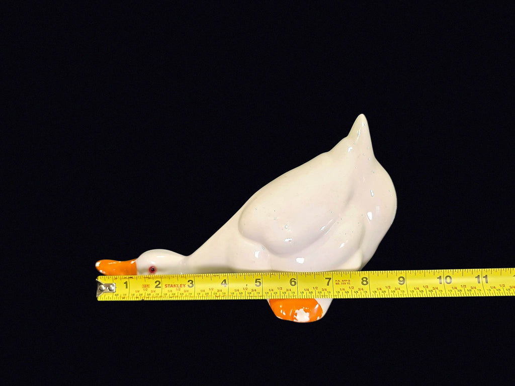 Porcelain Goose Figurine Grazing Pose 11in