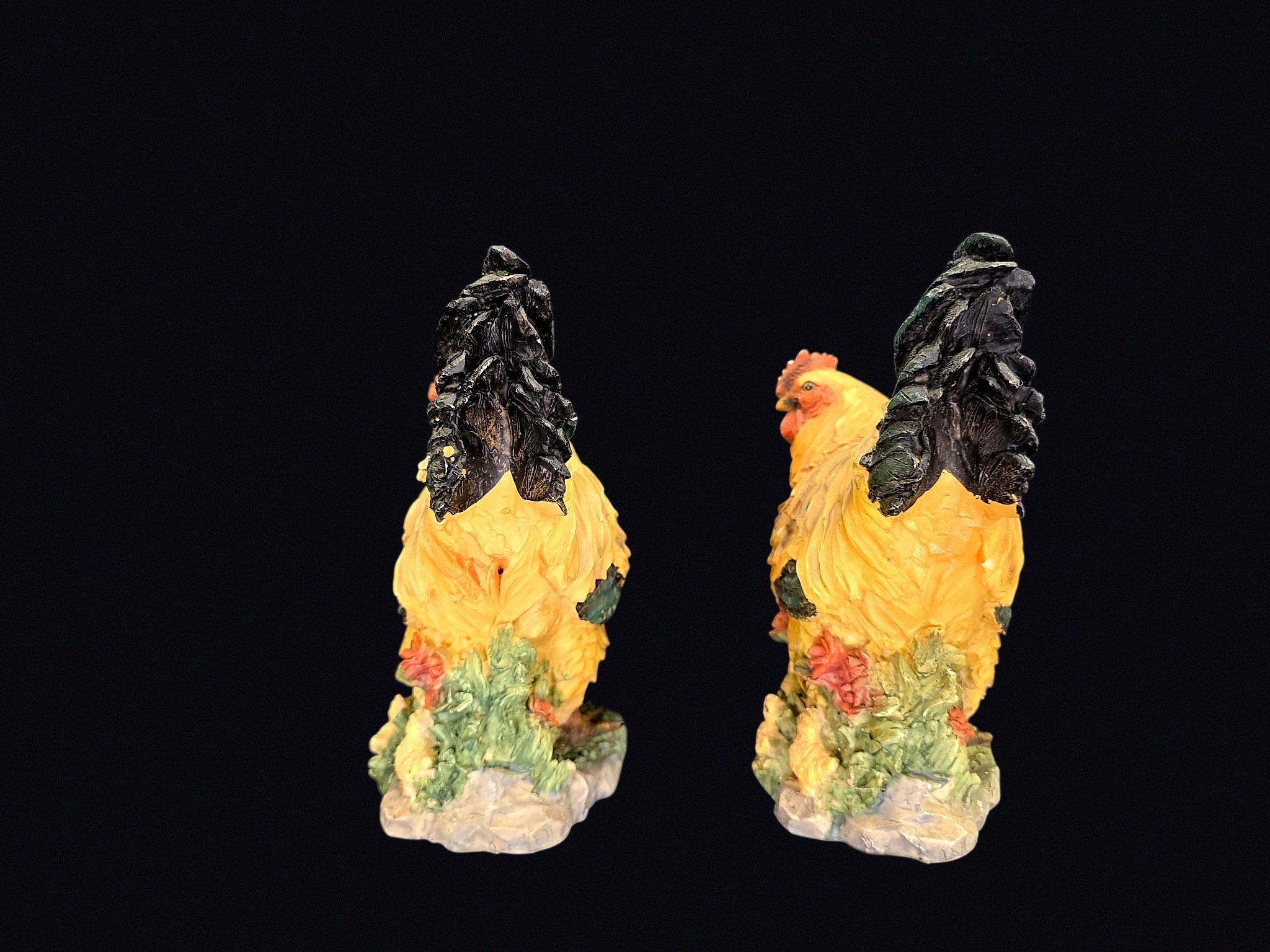 Resin Hen and Chicks Figurines Pair