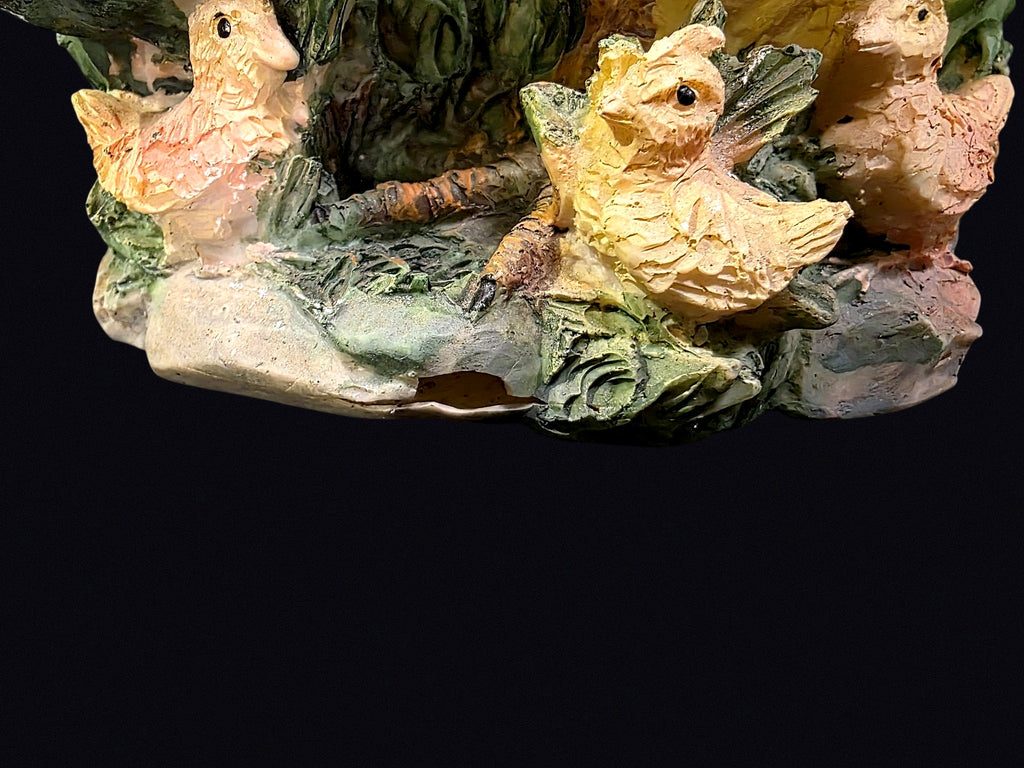 Resin Hen and Chicks Figurines Pair