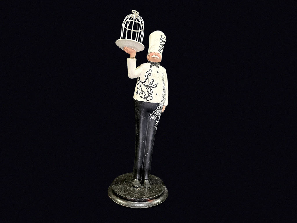 Paris Chef Resin Figurine Birdcage Tray 15in