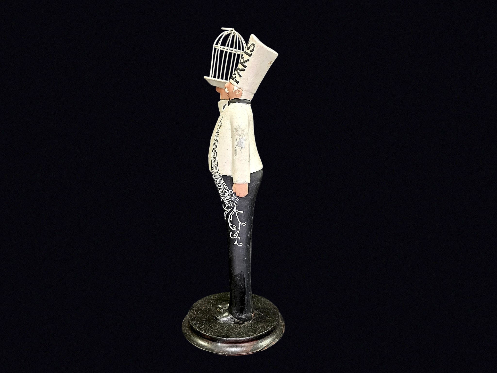 Paris Chef Resin Figurine Birdcage Tray 15in