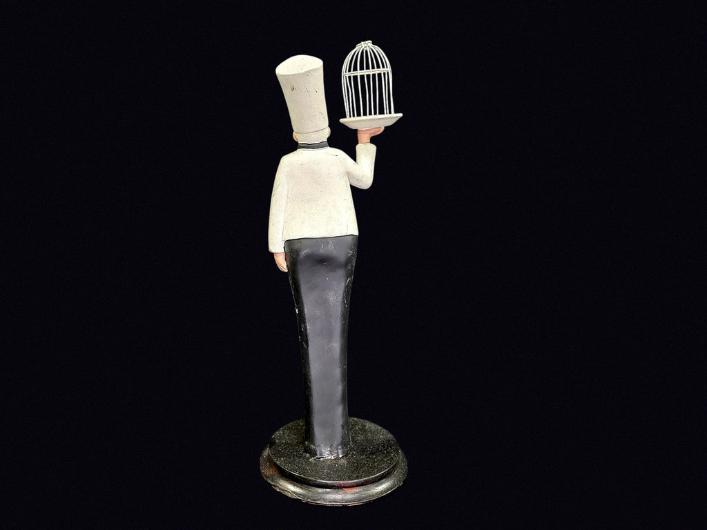 Paris Chef Resin Figurine Birdcage Tray 15in