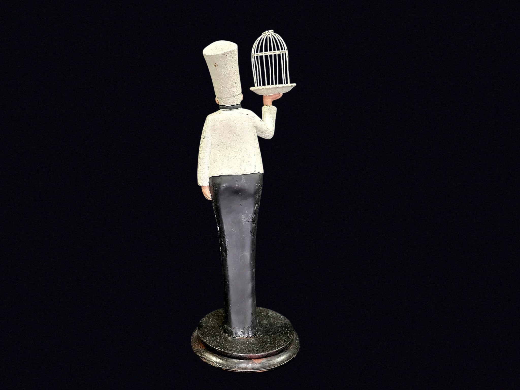Paris Chef Resin Figurine Birdcage Tray 15in