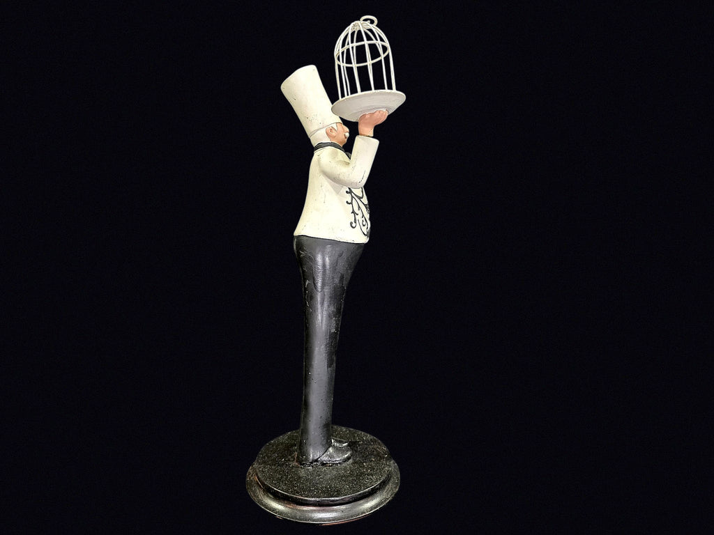 Paris Chef Resin Figurine Birdcage Tray 15in