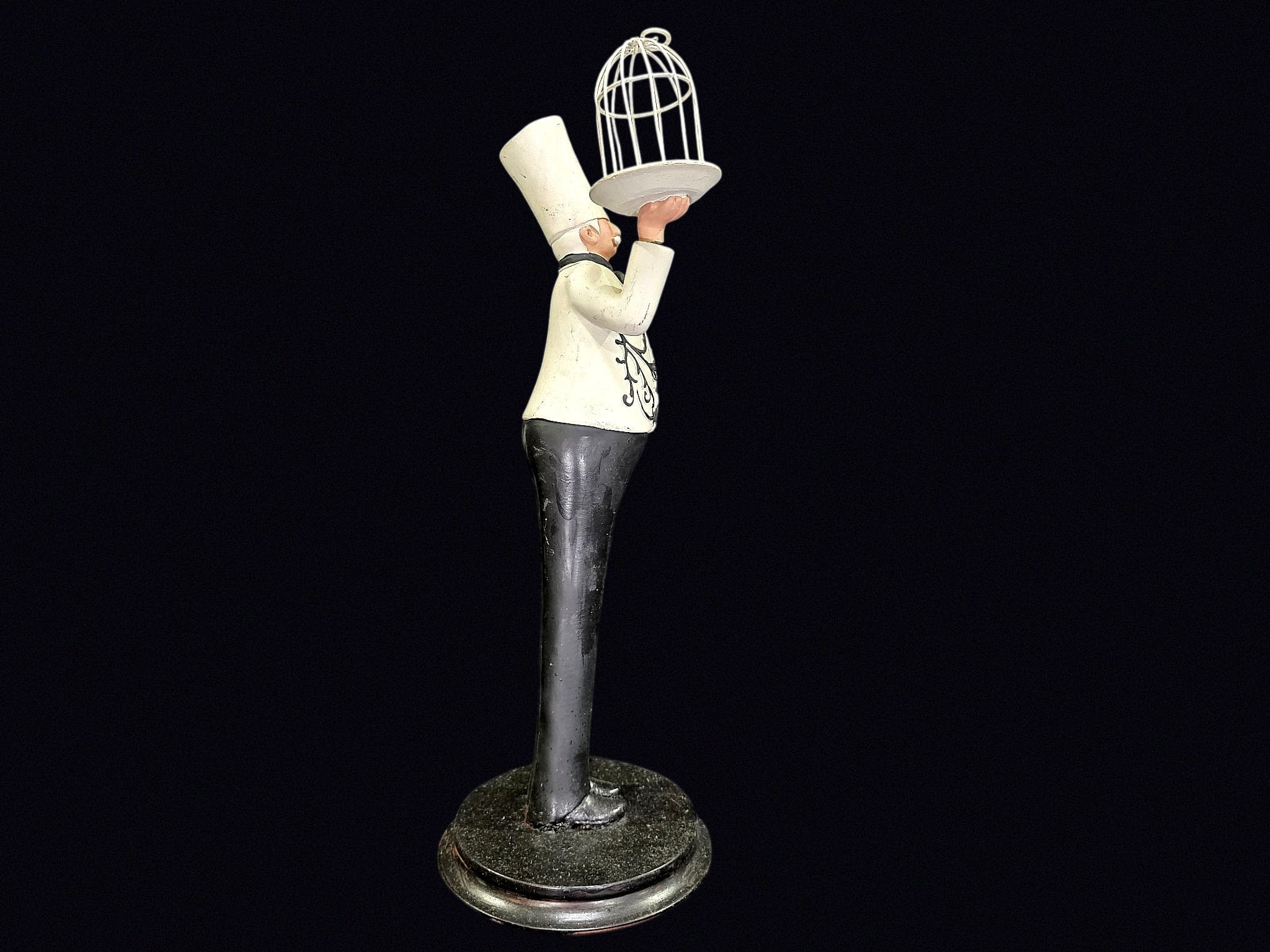 Paris Chef Resin Figurine Birdcage Tray 15in