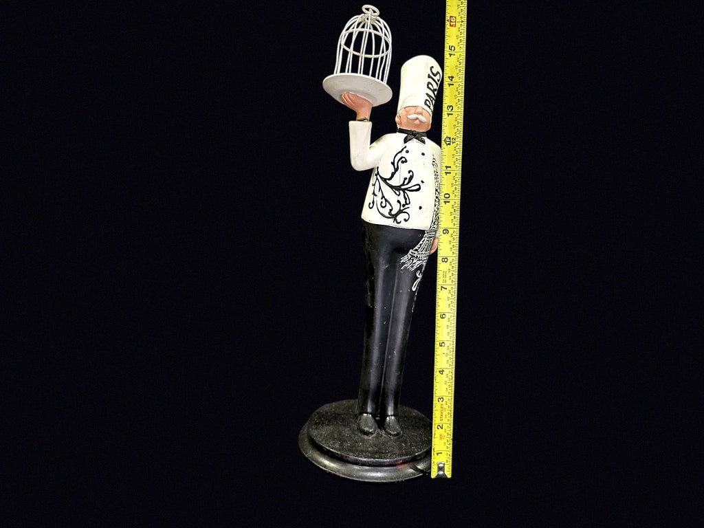 Paris Chef Resin Figurine Birdcage Tray 15in