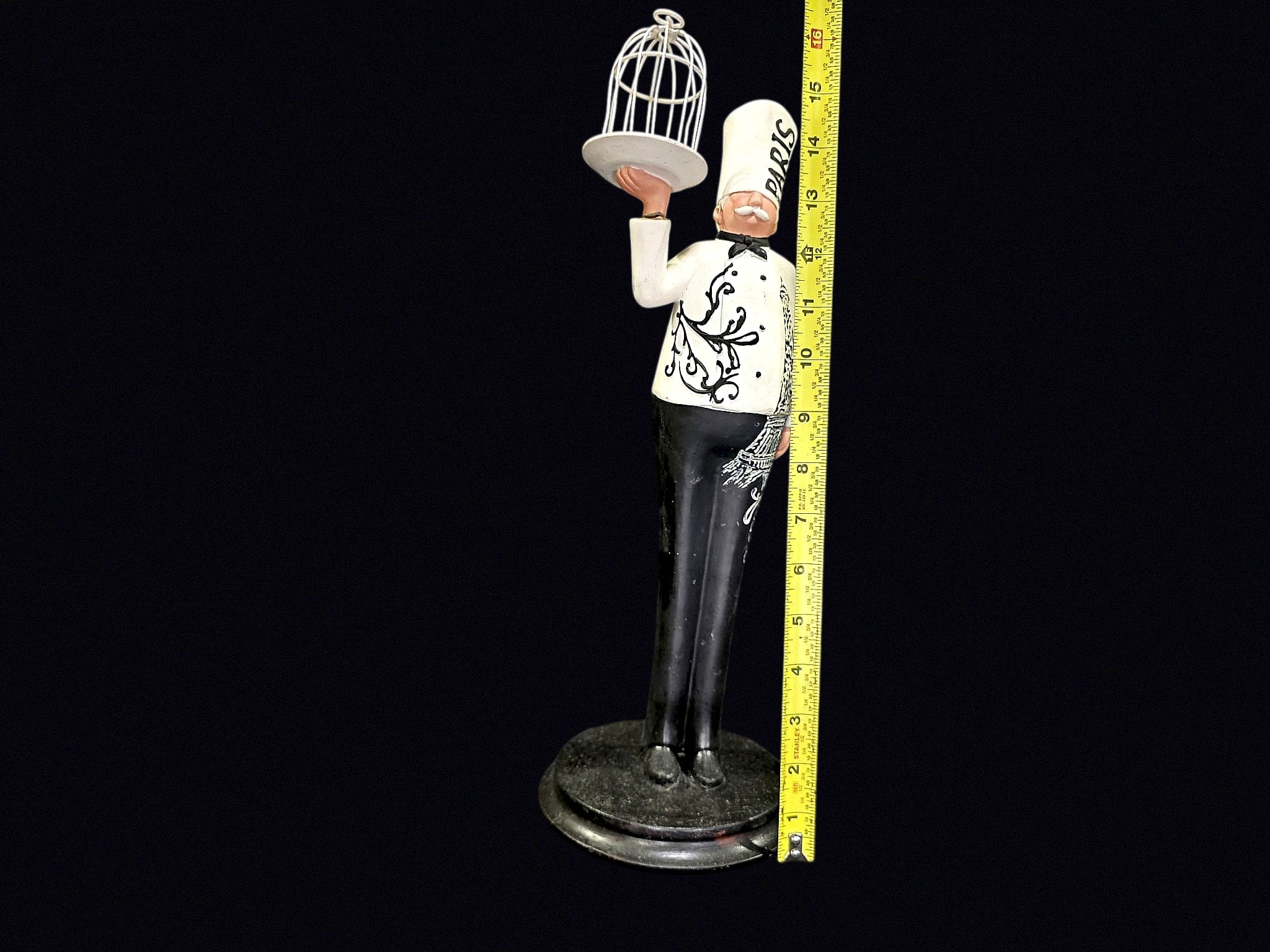 Paris Chef Resin Figurine Birdcage Tray 15in