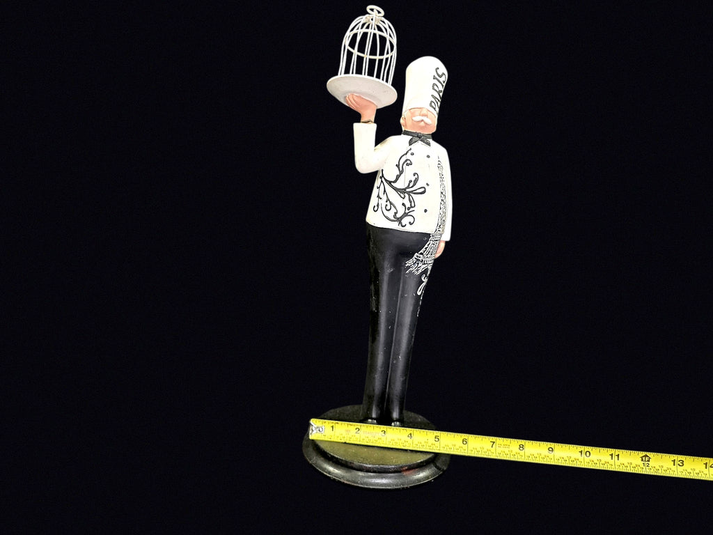 Paris Chef Resin Figurine Birdcage Tray 15in