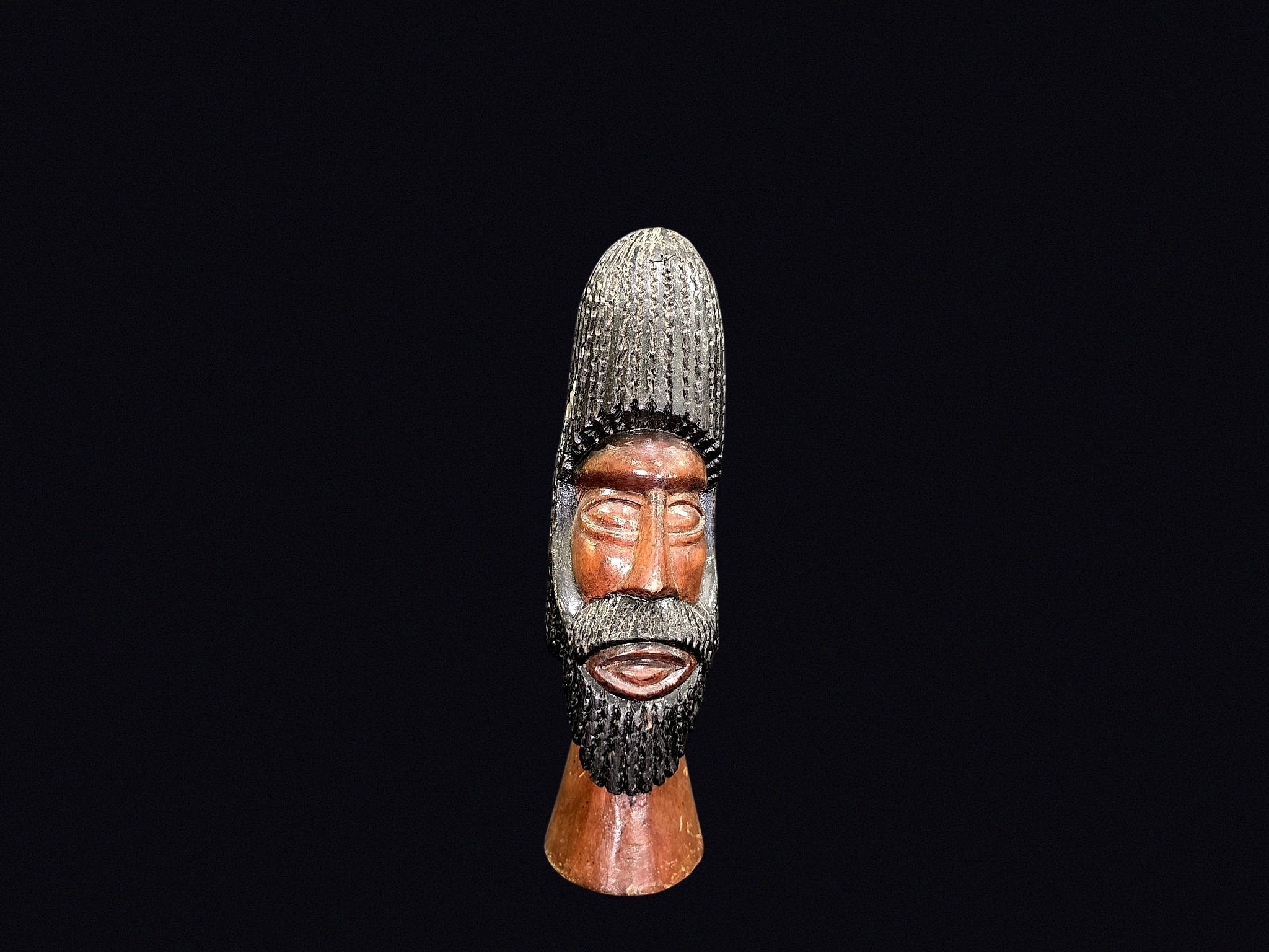 Carved Wood Rastafarian Bust Late 20th C
