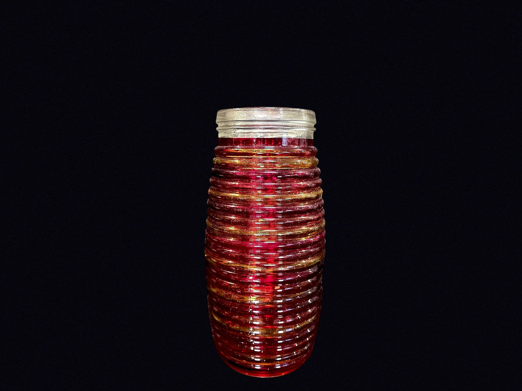 Cranberry Flash Glass Beehive Jar Mid 20th C