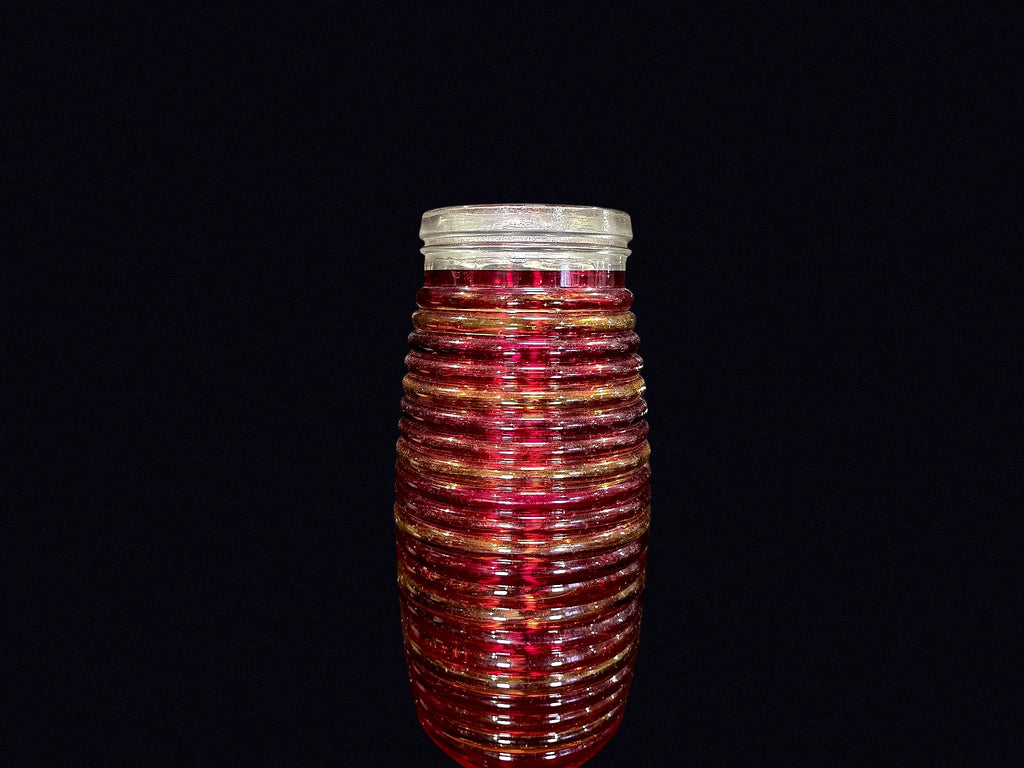 Cranberry Flash Glass Beehive Jar Mid 20th C