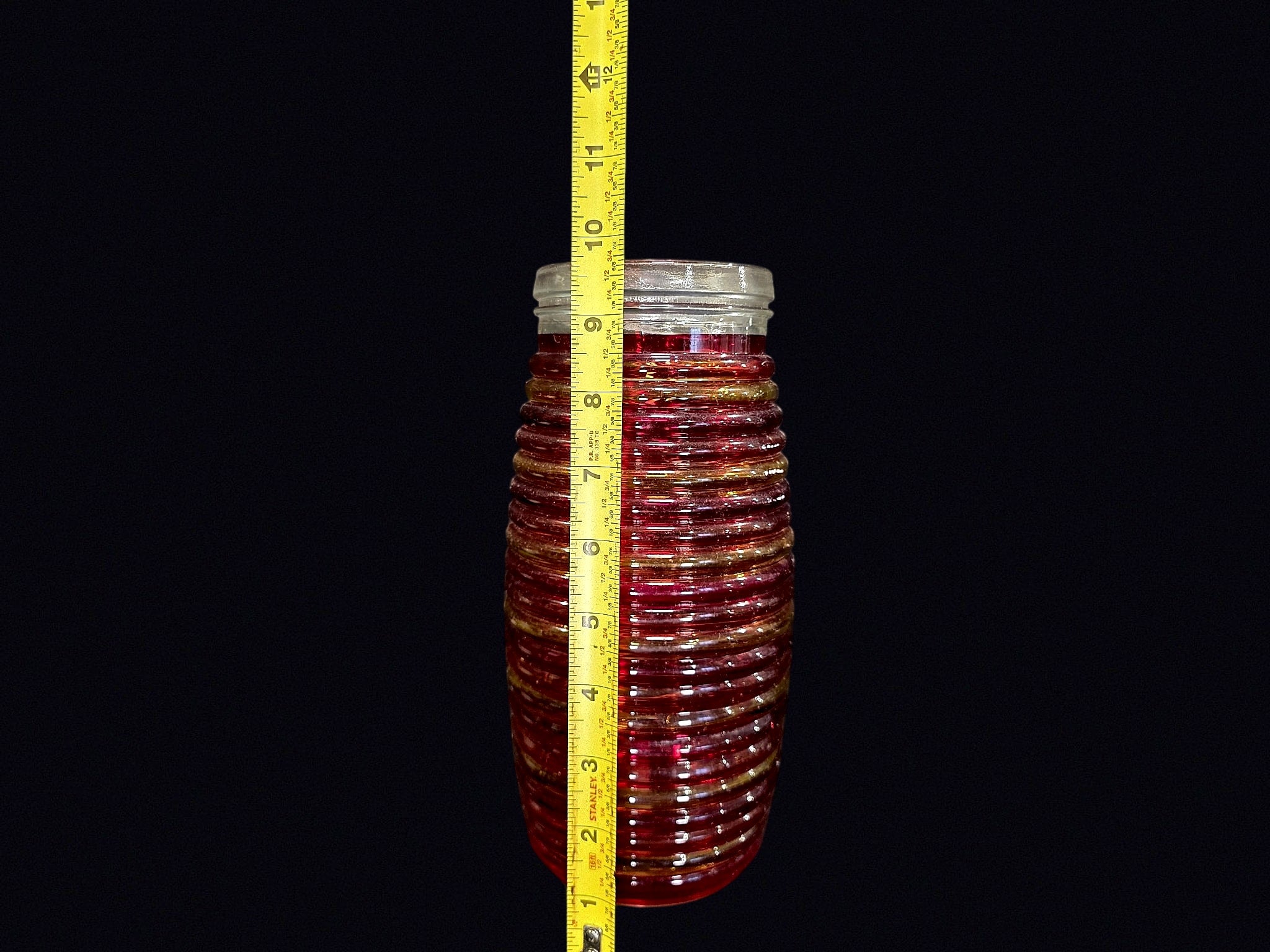 Cranberry Flash Glass Beehive Jar Mid 20th C