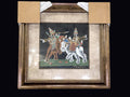 Thai Silk Painting Battle Elephants Signed Framed