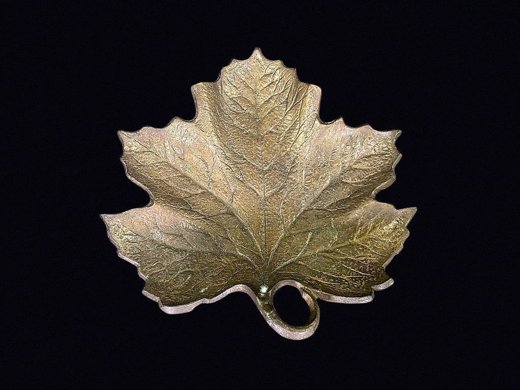 Mid-20th C Bronze Grape Leaf Trinket Dish