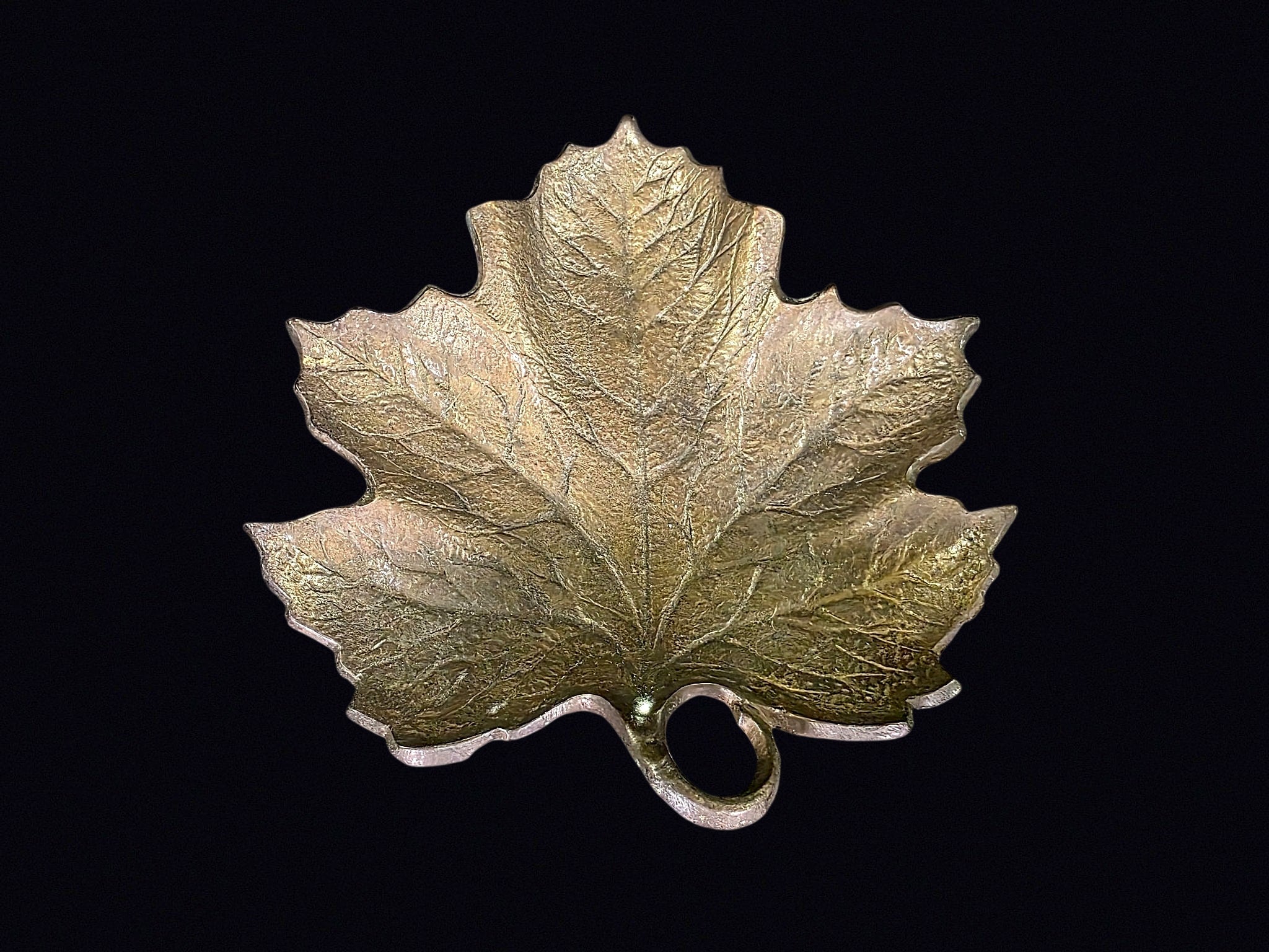 Mid-20th C Bronze Grape Leaf Trinket Dish