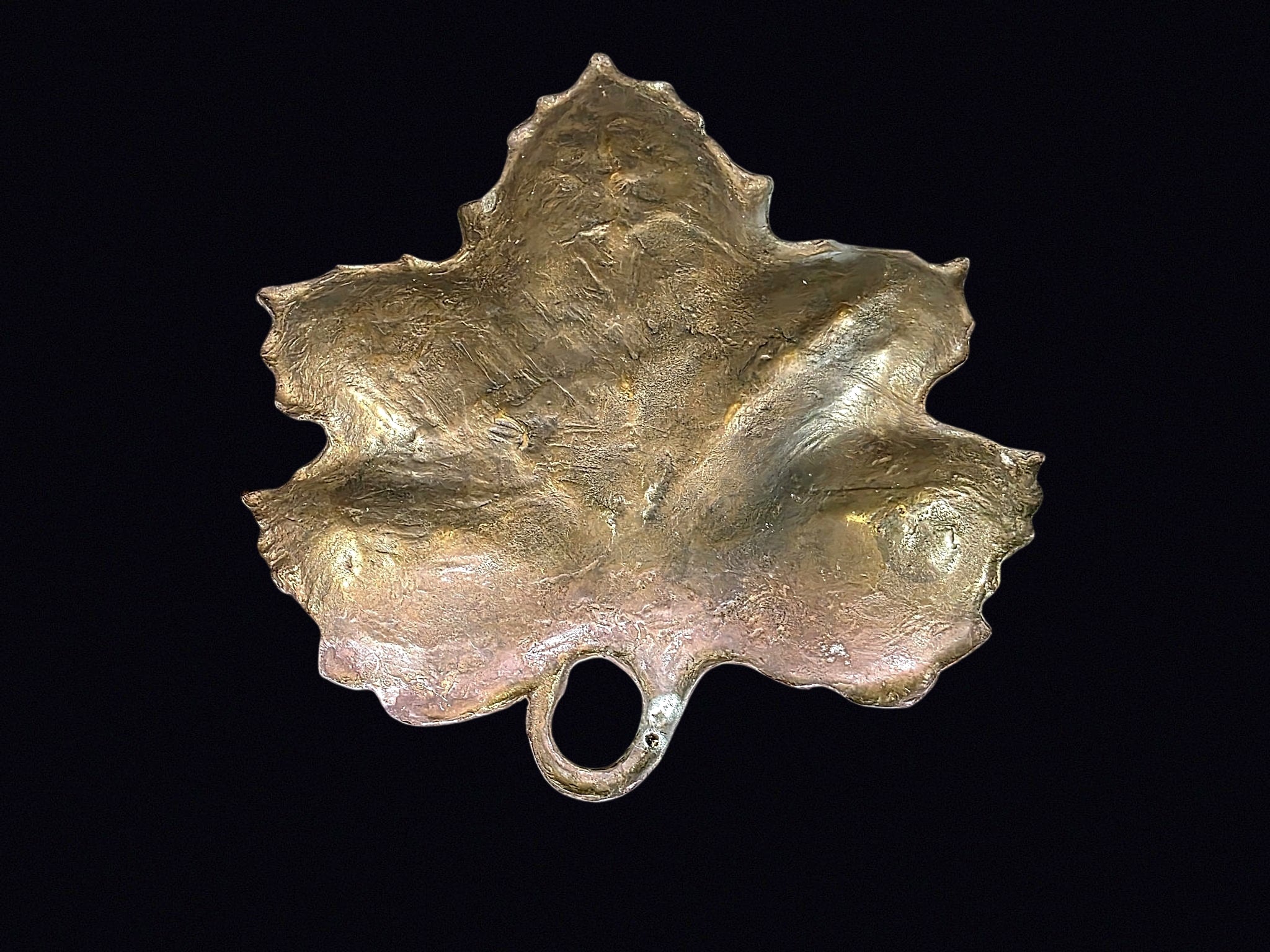Mid-20th C Bronze Grape Leaf Trinket Dish