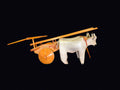 Folk Art Carved Wood Ox Cart with Oxen Pair