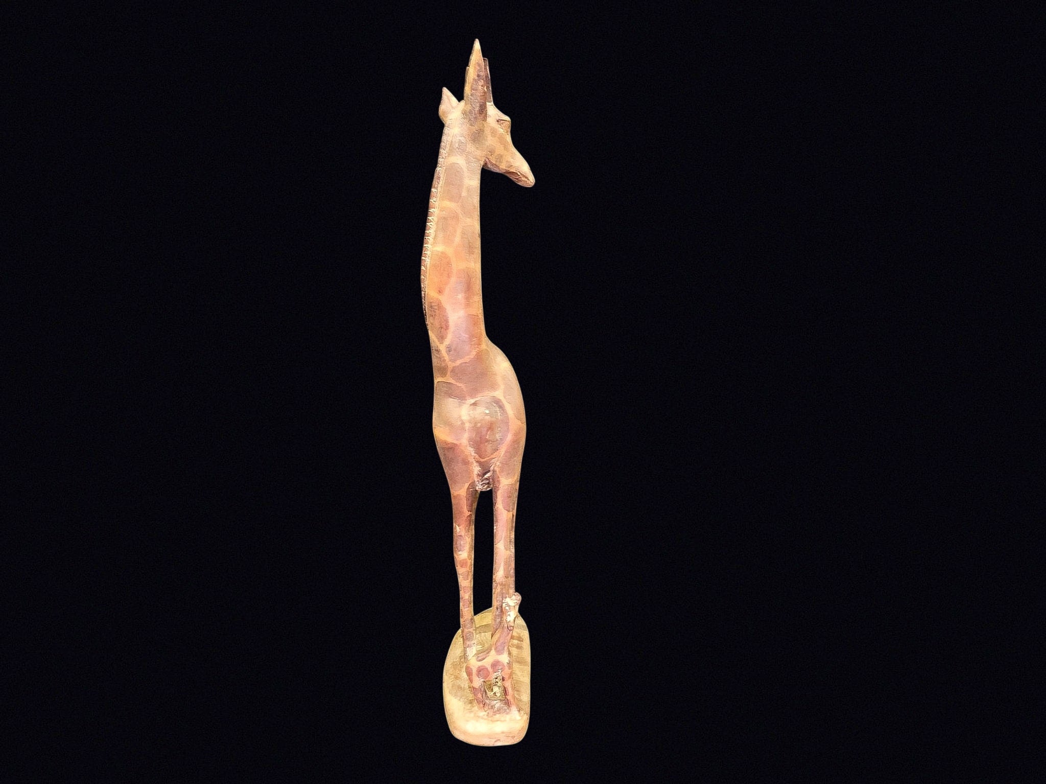 African Carved Wood Giraffe & Calf 18in