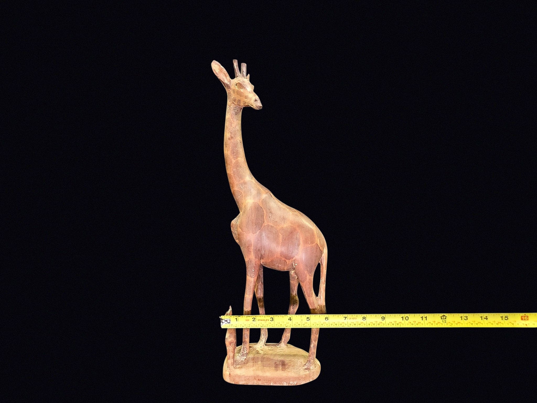African Carved Wood Giraffe & Calf 18in