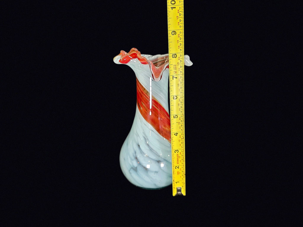Murano Style Art Glass Ruffled Bud Vase 9in