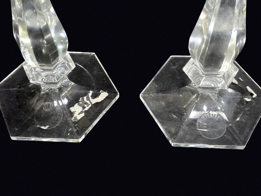 Partylite Crystal Candlesticks Pair 10.5in