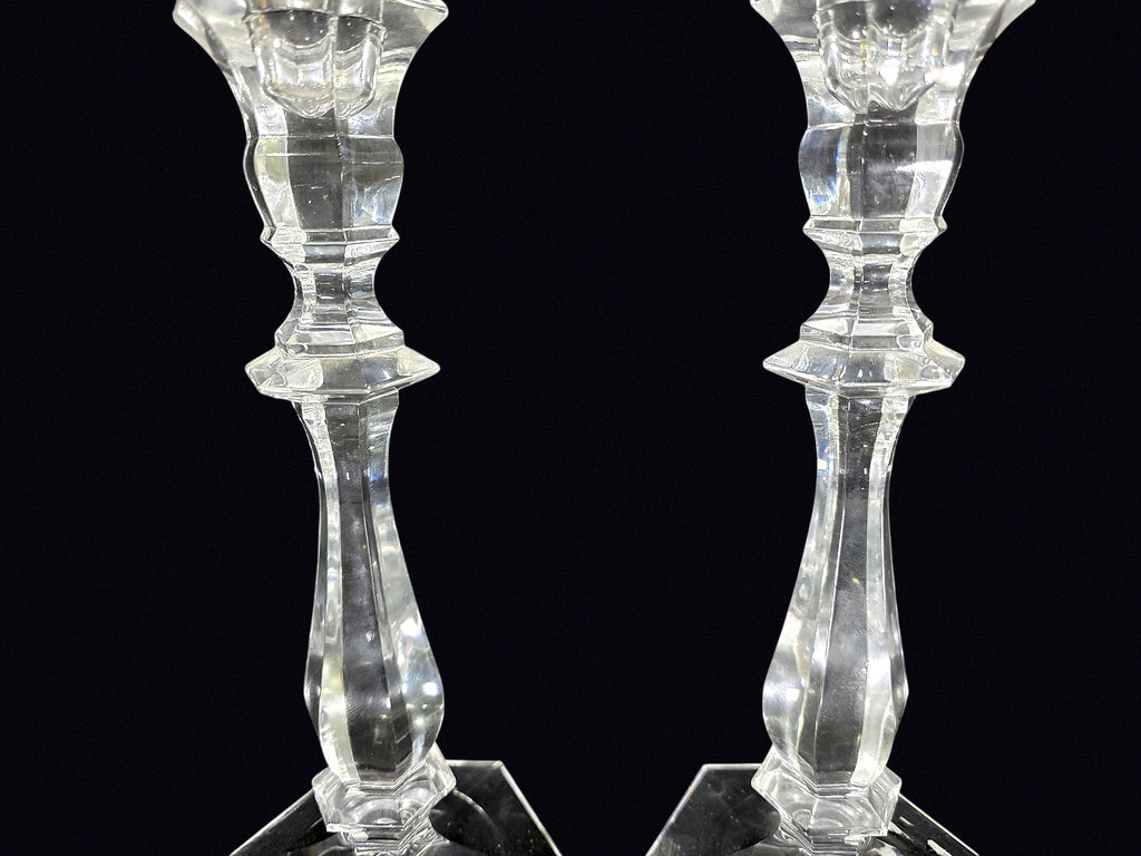 Partylite Crystal Candlesticks Pair 10.5in