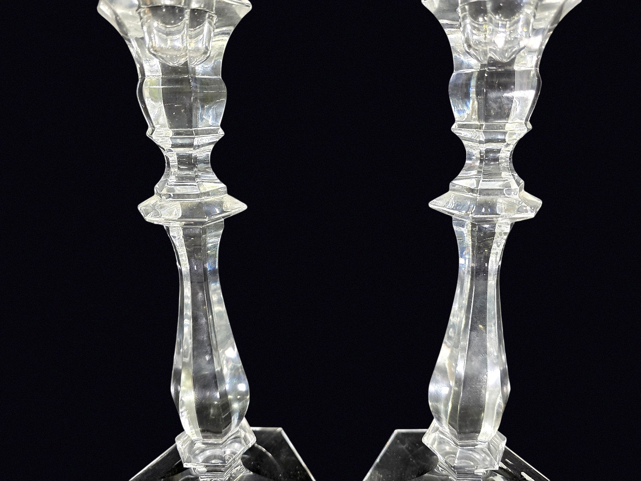 Partylite Crystal Candlesticks Pair 10.5in