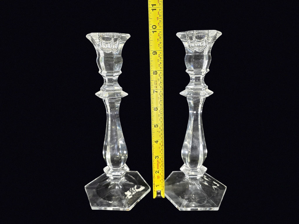 Partylite Crystal Candlesticks Pair 10.5in