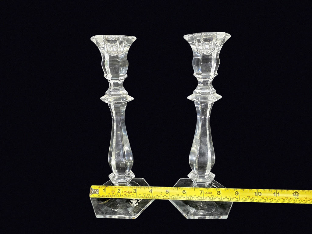 Partylite Crystal Candlesticks Pair 10.5in
