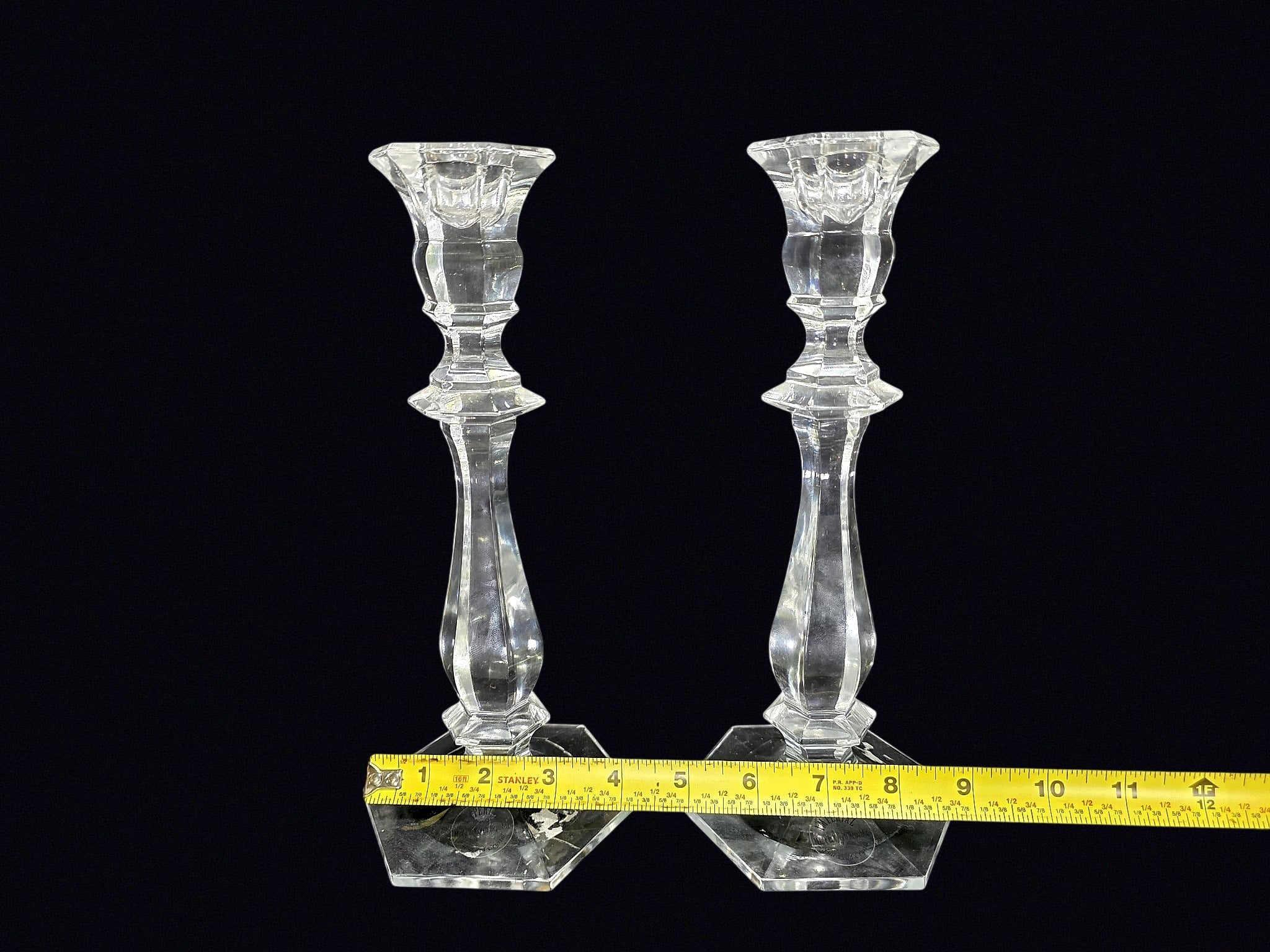 Partylite Crystal Candlesticks Pair 10.5in