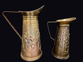 English Brass Tavern Scene Jugs Pair c1950