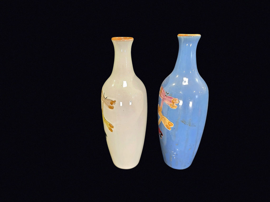 Tokkuri Sake Bottles Pair Dragonfly c1950