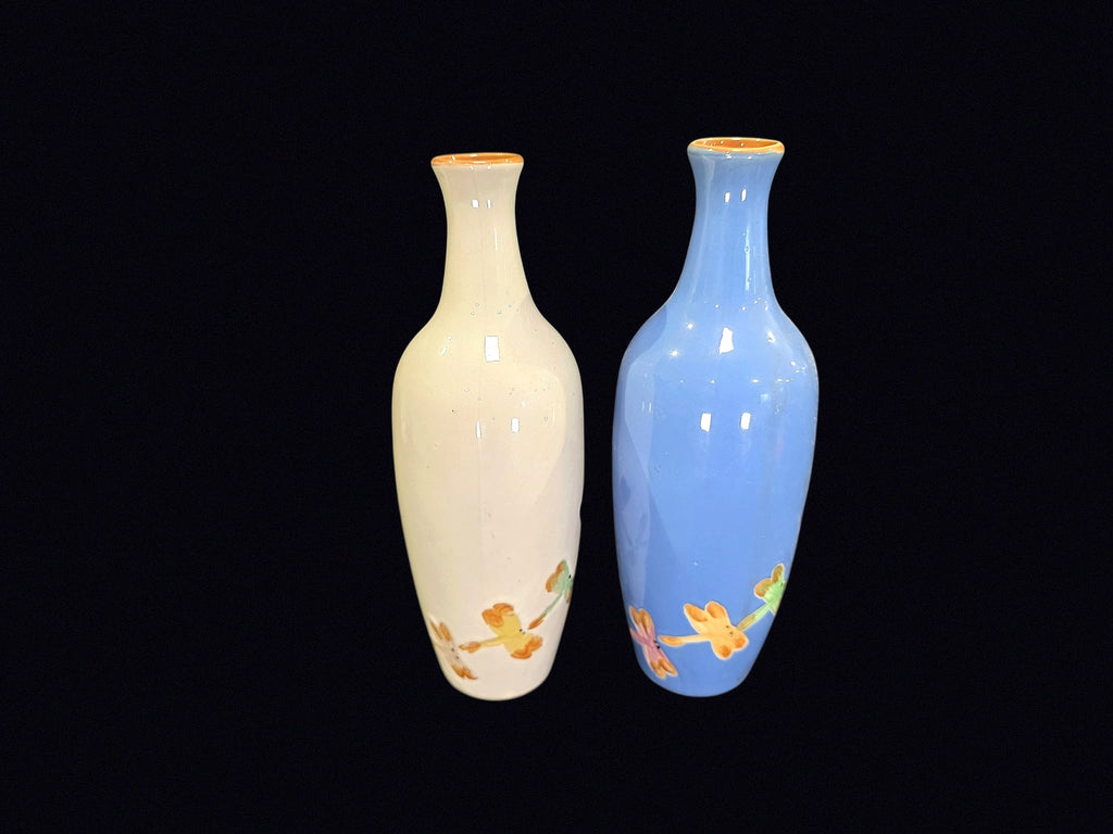 Tokkuri Sake Bottles Pair Dragonfly c1950