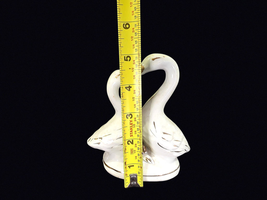Chinese Porcelain Double Swan Figurine Gilt