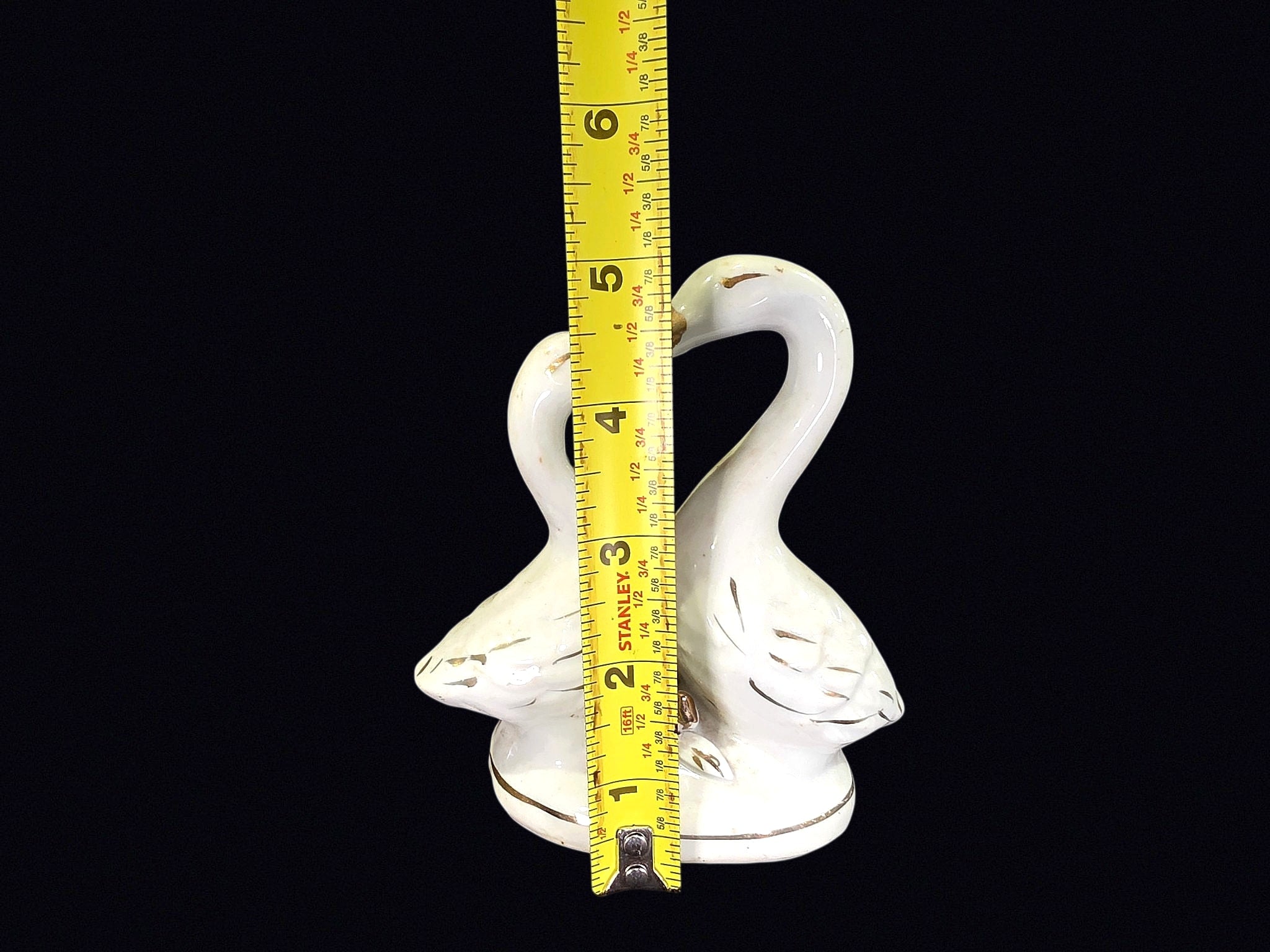 Chinese Porcelain Double Swan Figurine Gilt