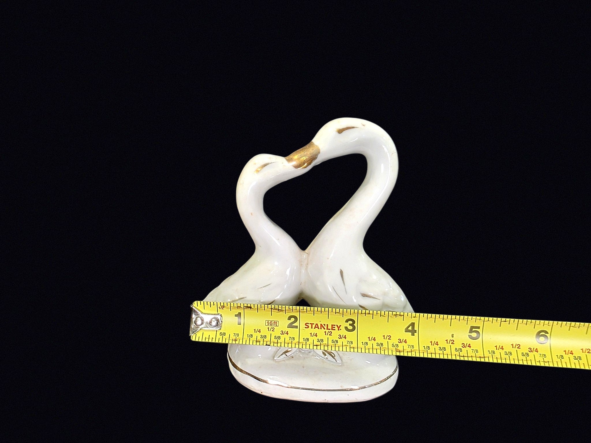 Chinese Porcelain Double Swan Figurine Gilt
