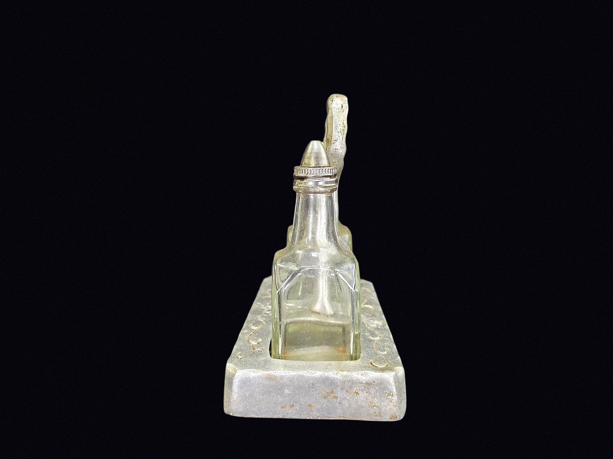 MCM Aluminum Tray Glass Oil Vinegar Cruet Set