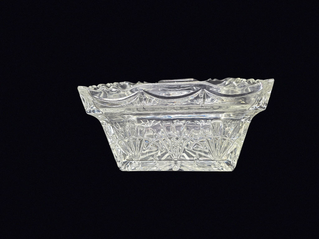 Pressed Glass Fan Starburst Rectangular Bowl