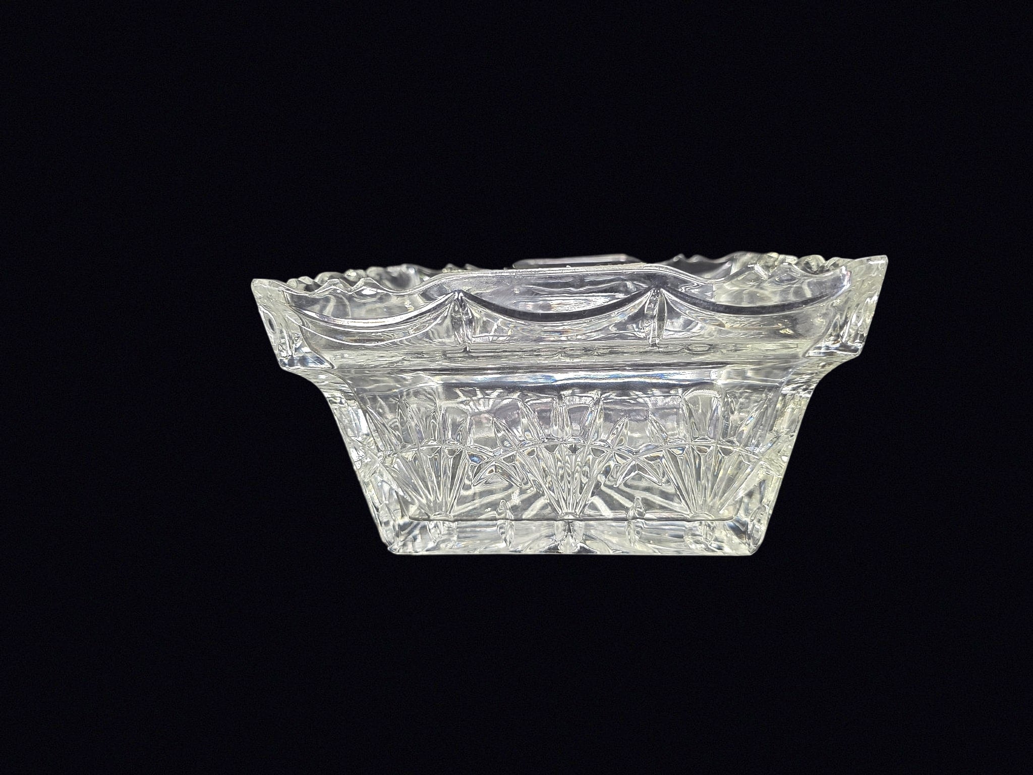 Pressed Glass Fan Starburst Rectangular Bowl