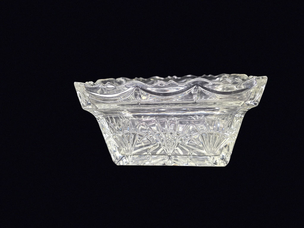 Pressed Glass Fan Starburst Rectangular Bowl
