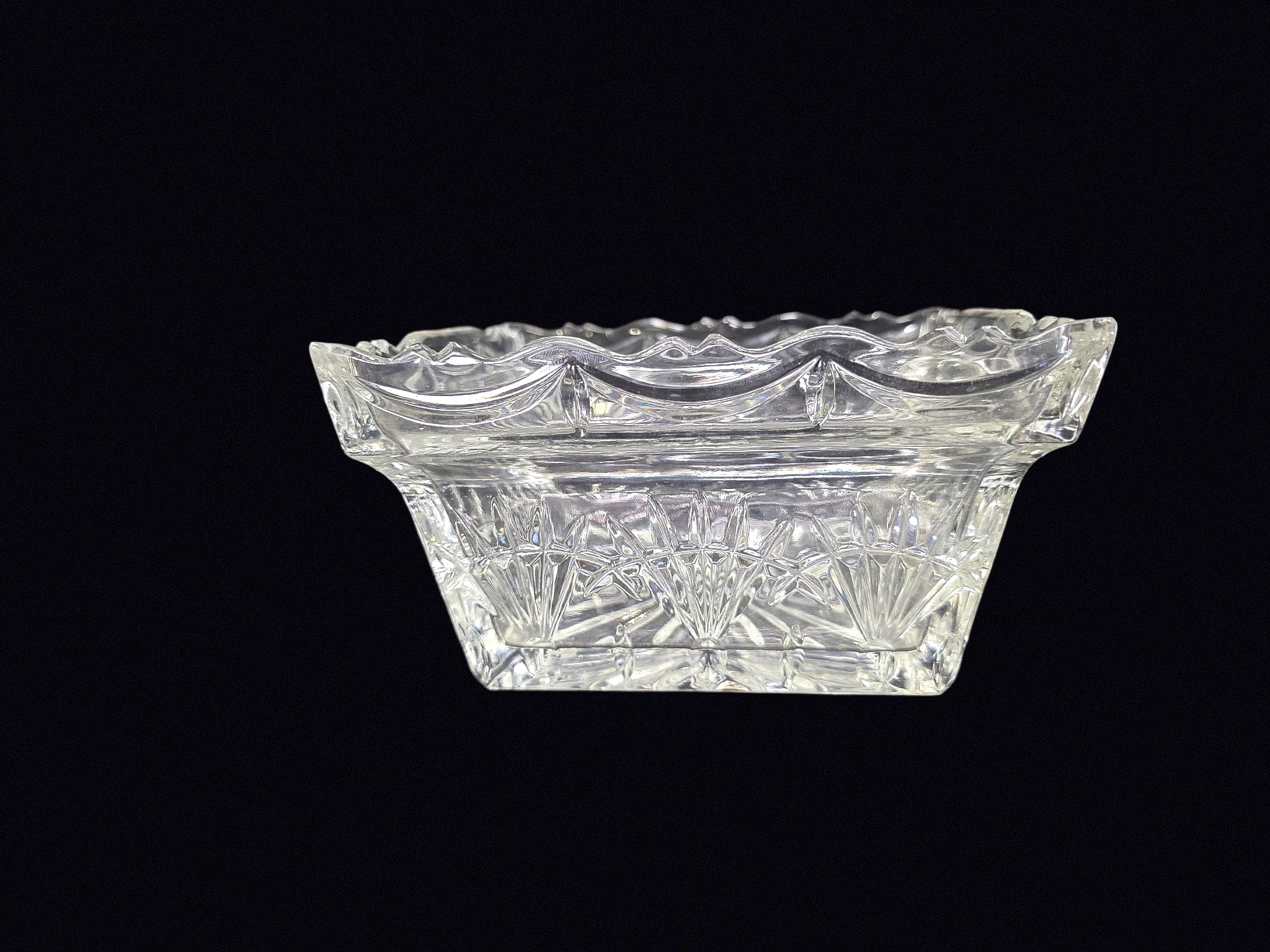 Pressed Glass Fan Starburst Rectangular Bowl