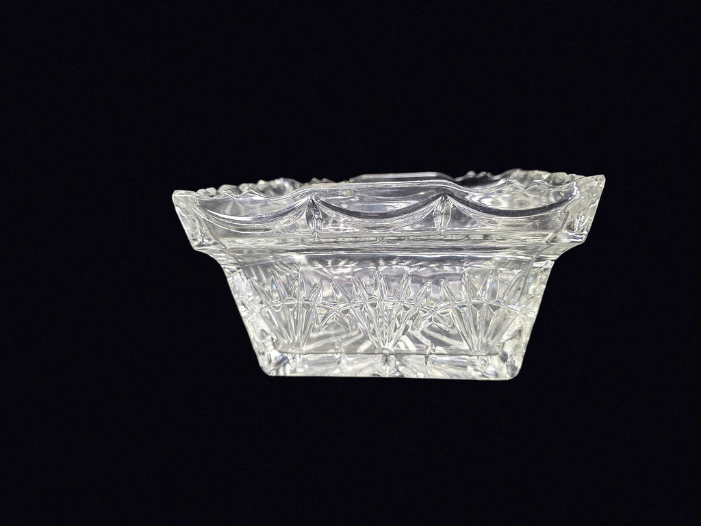 Pressed Glass Fan Starburst Rectangular Bowl