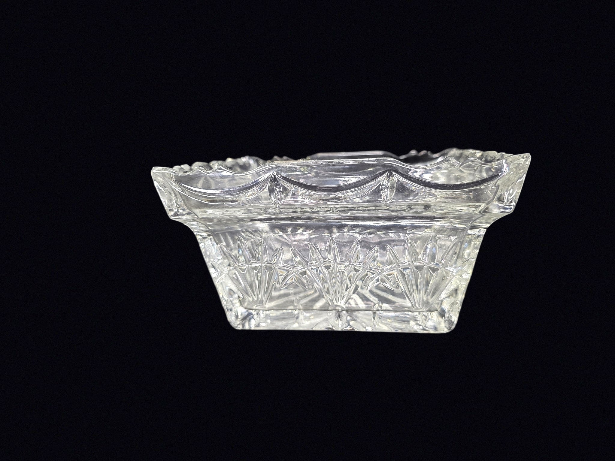 Pressed Glass Fan Starburst Rectangular Bowl