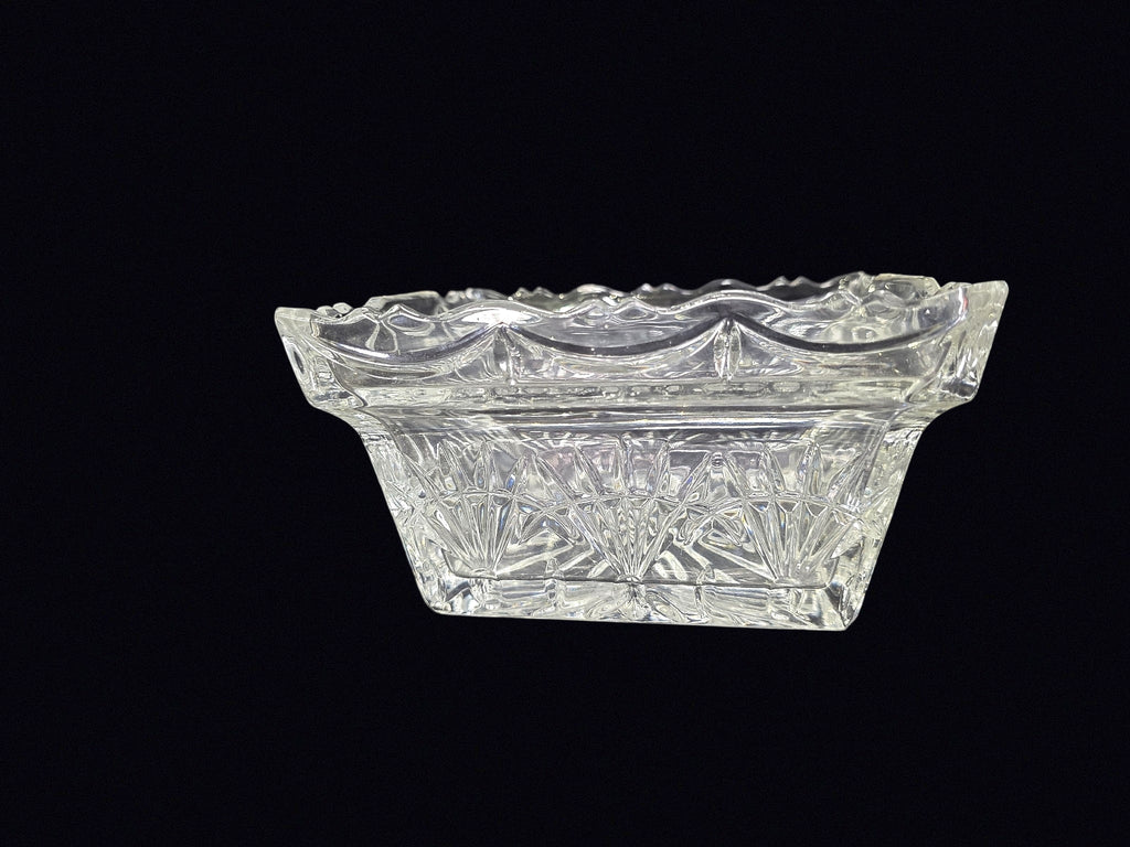 Pressed Glass Fan Starburst Rectangular Bowl