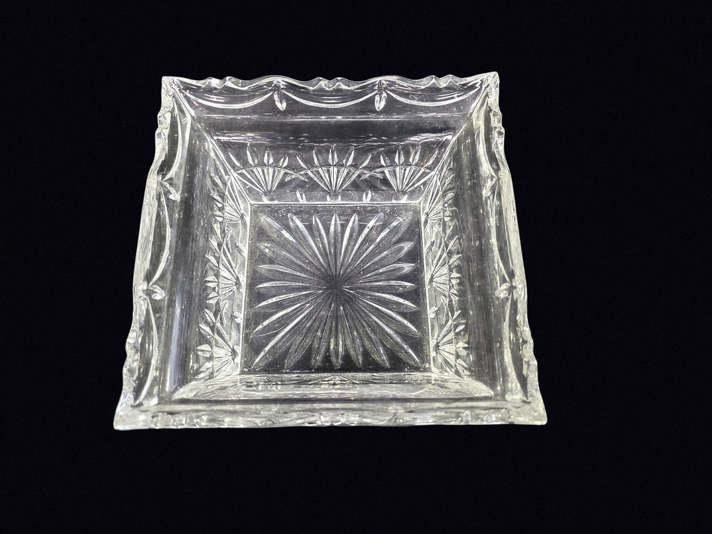 Pressed Glass Fan Starburst Rectangular Bowl