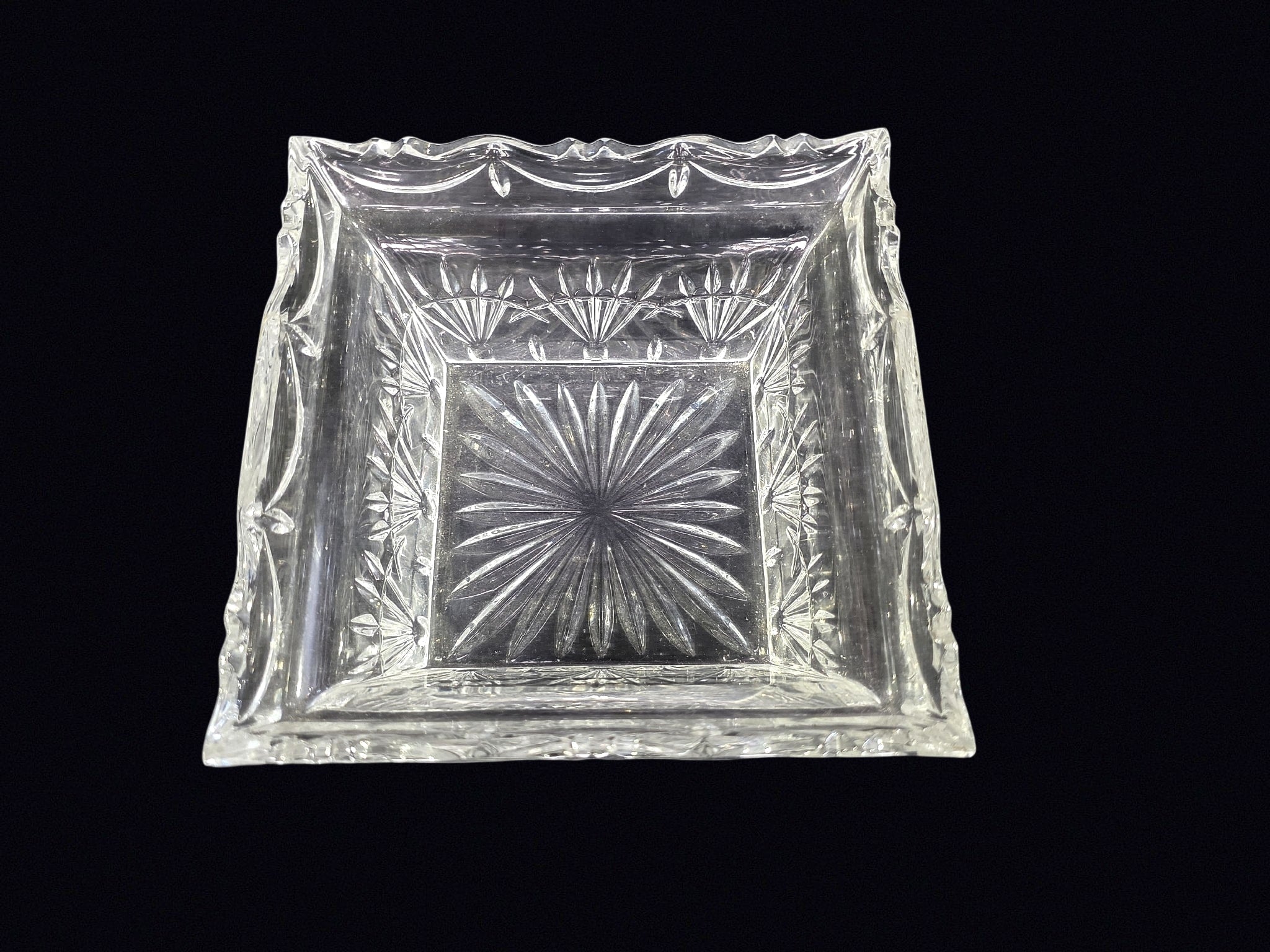 Pressed Glass Fan Starburst Rectangular Bowl