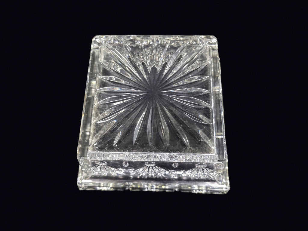 Pressed Glass Fan Starburst Rectangular Bowl
