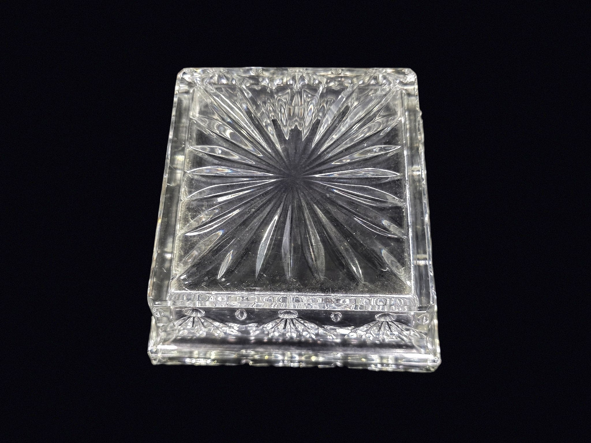 Pressed Glass Fan Starburst Rectangular Bowl