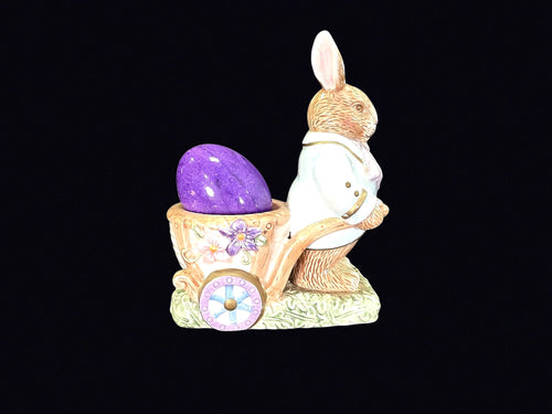 Avon Springtime Bunny Cart Ceramic Figurine