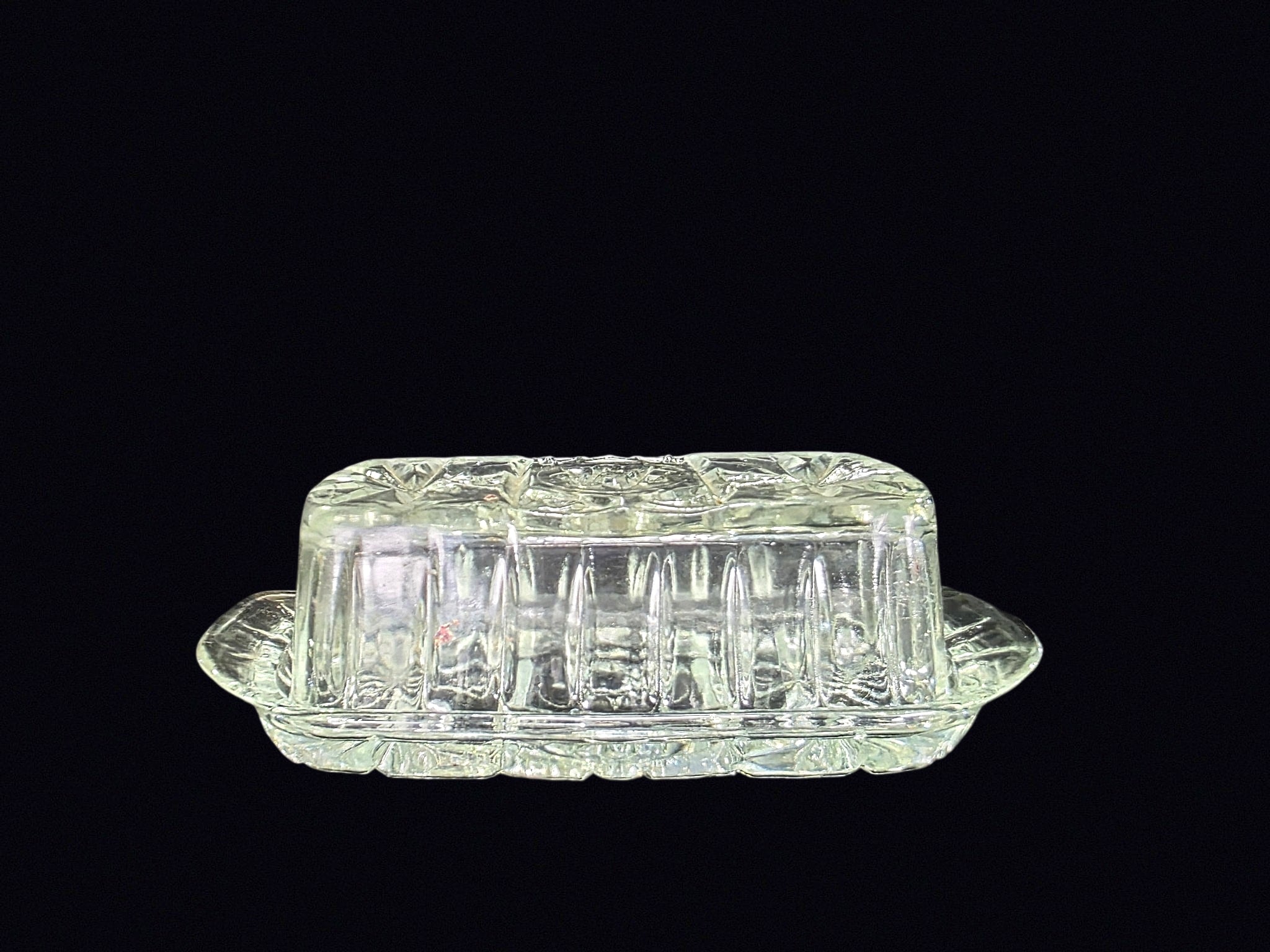 EAPC Style Pressed Glass Butter Dish Mid 20th C